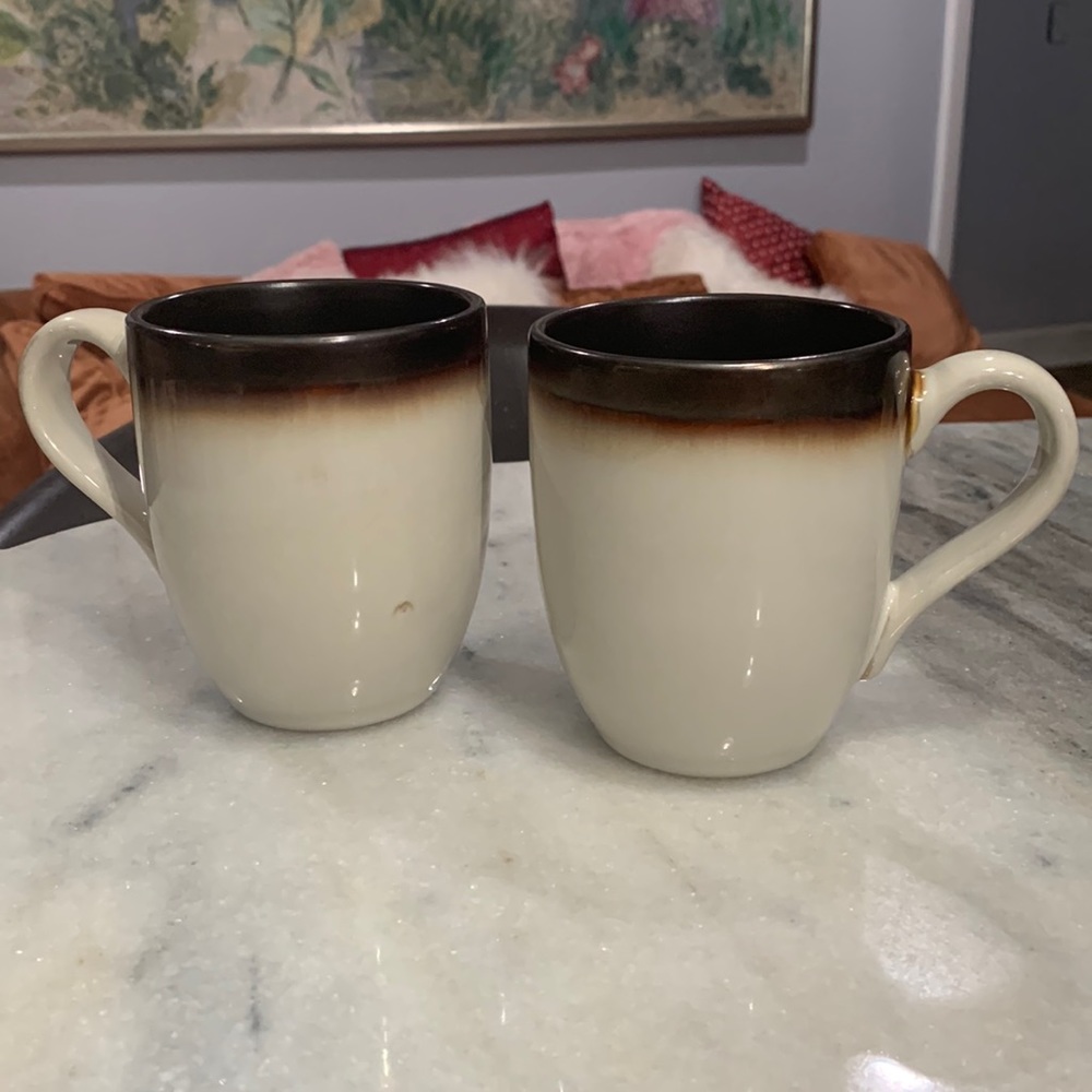 Beautiful Set Of 2 Stoneware Mugs